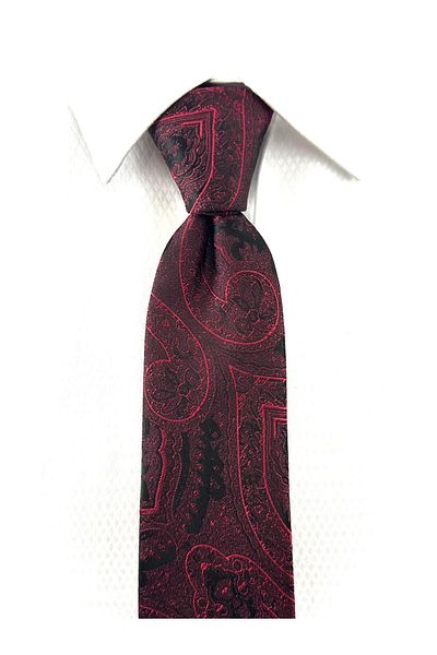 PİERRONİ Black Burgundy Shawl Patterned Handkerchief Tie