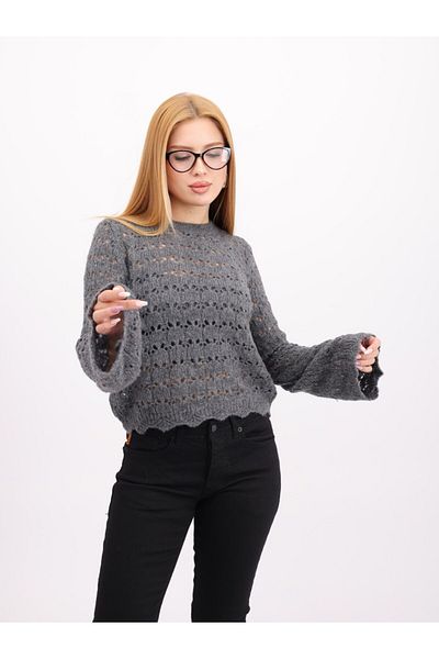 TÜKATO Women's Openwork Seasonal Crop Knitwear Sweater