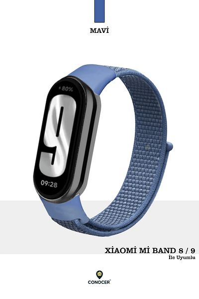 CONOCER حزام حبل منسوج من القش عالي الجودة متوافق مع Xiaomi Mi Band 8/ Mi Band 9