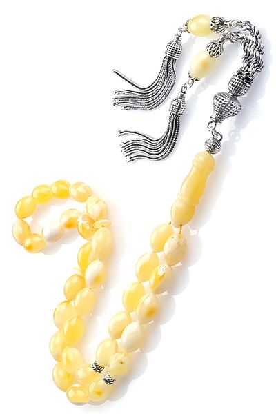 TESBİHCİBABA Premium Class Kaliningrad Spiral Tassel Drop Amber Rosary