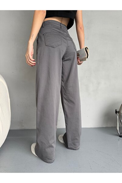 alanora Kadın Yüksek Bel Likralı Esnek Geniş Paça Palazzo Pantolon