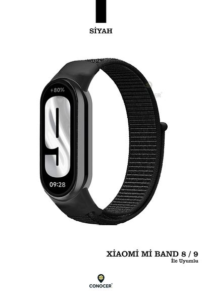 CONOCER حزام حبل منسوج من القش عالي الجودة متوافق مع Xiaomi Mi Band 8/ Mi Band 9