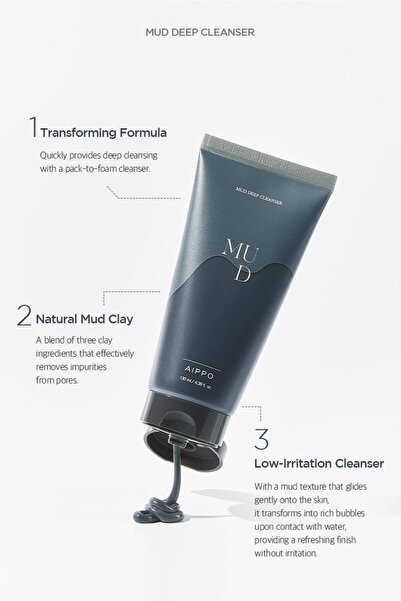 AIPPO Siyah Kil Maskesi Ve Köpük Temizleyici - Mud Deep Cleanser 130 ml