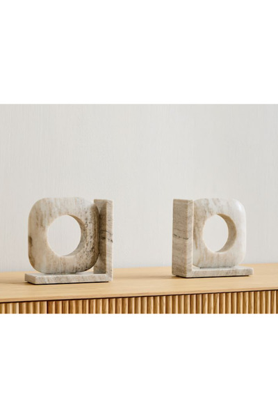MIARIK DESIGN & DEKORASYON Dekoratif Doğal Traverten Mermer Kitap Tutucu