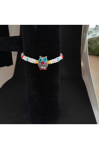 Minnoş Dükkan Murano Glass Owl Lucky Bracelet