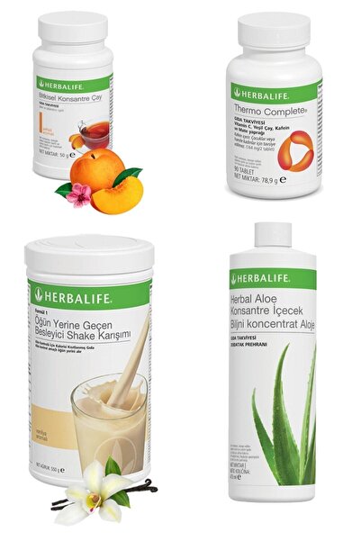 Herbalife Set - 1 Vanilya - 1 Şeftali Çay + Aloe Içecek + Thermo