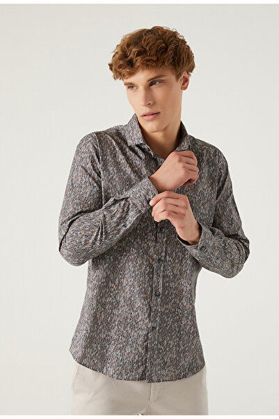 Twn Cămașă gri slim fit