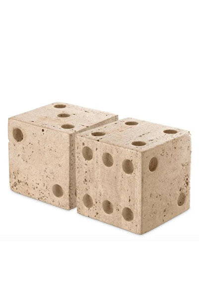 MIARIK DESIGN & DEKORASYON Dekoratif Doğal Traverten Mermer Kitap Tutucu