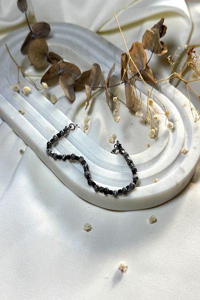 MOONİ ACCESSORİES Limited Edition Labradorite Gray Amethyst Hematite Natural Stone Creative Design Steel Men's Bracelet
