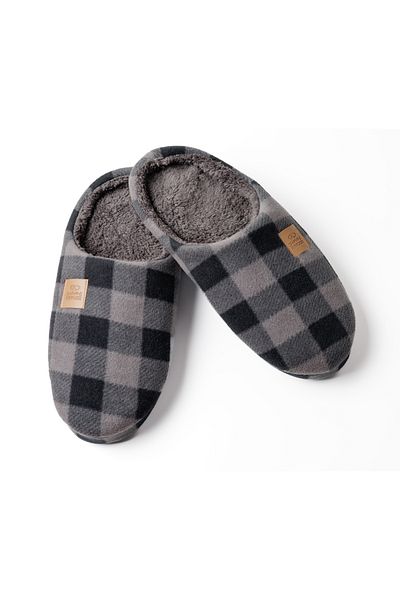 KAPVOE Polar Grey καρό καμουφλάζ με στάμπα γονδόλι για το σπίτι - Αντιολισθητική σόλα και βελούδινη εσωτερική λεπτομέρεια