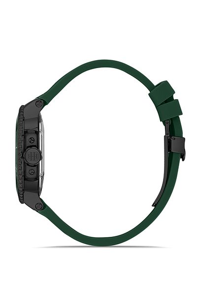 Hislon Men's Multicolor-Green Steel Case Round Dial Silicone Band Wristwatch Automatic Mechanism Anal