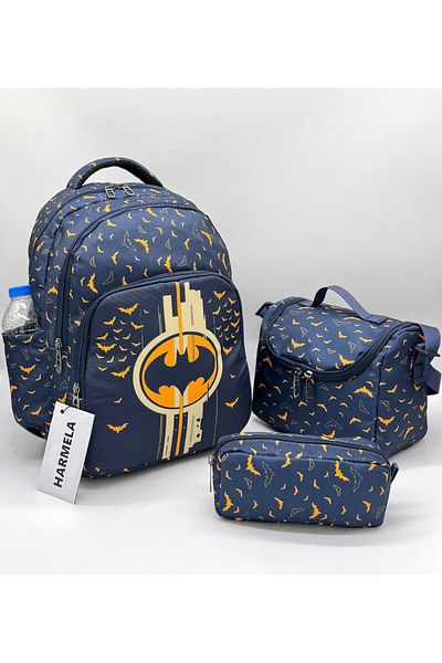 Bevitton Navy Blue First School Bag for Boy - Set of 3, Character Pattern