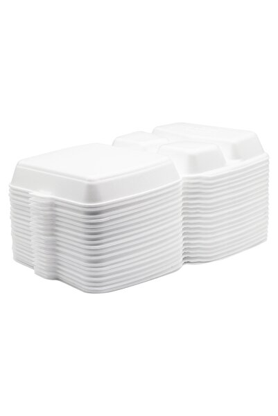 YOK YOK AMBALAJ 3 Gözlü Kapaklı Köpük Tabak 25 Adet