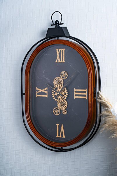 ACAR ساعة حائط على شكل عجلة مزخرفة - 56 سم
