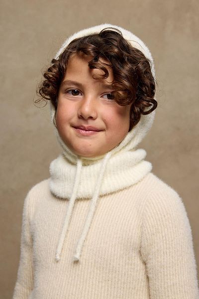 Fahhar Kids Ecru Soft Balaclava Beret