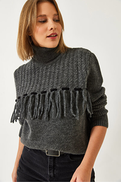 Bianco Lucci Pulover de damă din tricotaje cu ciucuri 20246931