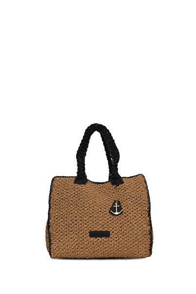 Nautica Bej-Sıyah Kadın Plaj Çantası Cn6274t