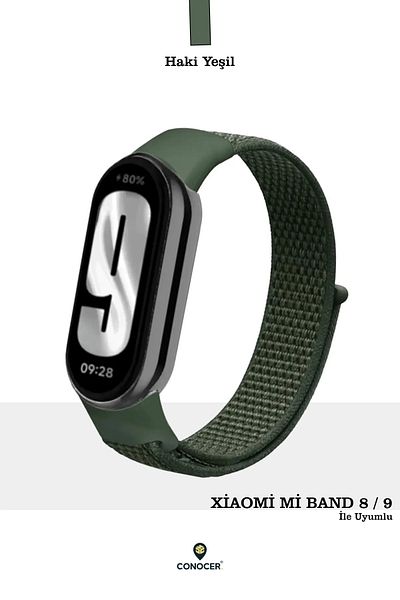 CONOCER حزام حبل منسوج من القش عالي الجودة متوافق مع Xiaomi Mi Band 8/ Mi Band 9