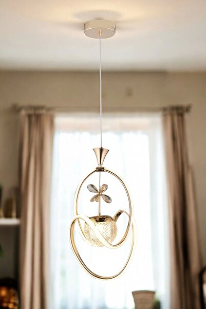 NZL Lighting Badem Modern Sarkıt Led Avize 3 Renk Toplu Kelebek Taşlı Gold Ka...