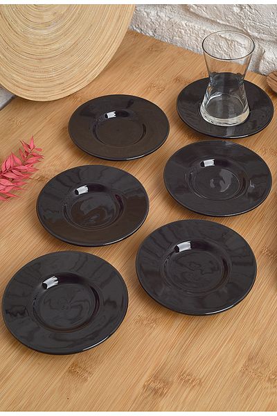 ŞURA MUTFAK Set of 6 Tea Plates Black 11.5cm