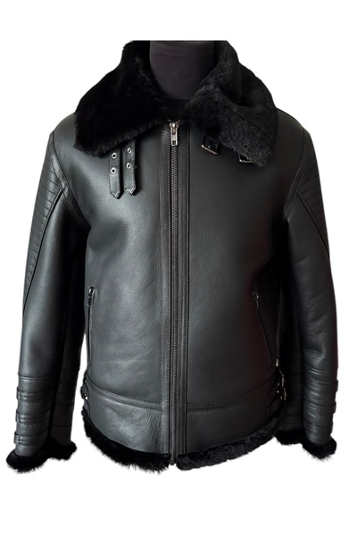 asus deri رجل - سترة رجالية من فرو الأغنام الأصلي