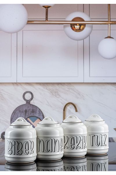 Lizzy 700 ml Set of 4 Ceramic Countertop Storage Jars