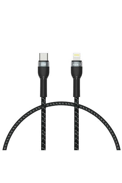 zore Black Shira Series Type-C to Lightning Pd Cable 30 Cm-Zore