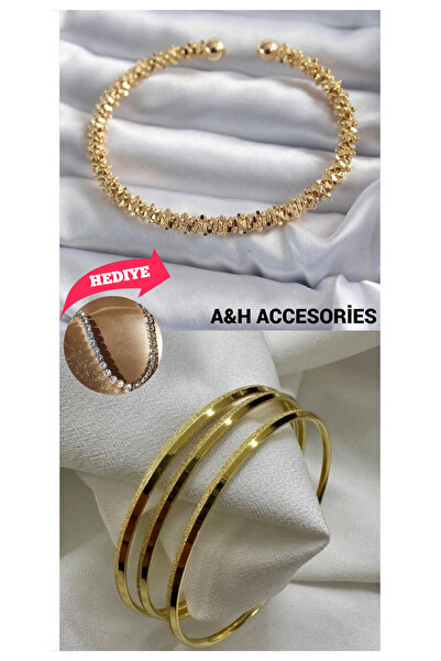 Meyras Touch 2'Li  Set Simli Ajda Ve Simli Kelepçe (Hediye Su Yolu Bileklik..!)