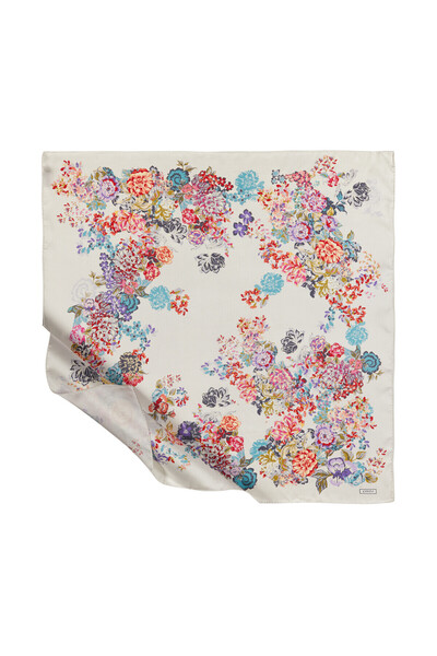 ipekevi Eșarfă de mătase albă turcoaz İpekevi 1183