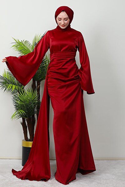 giz astore Yasemin Saten Abiye Bordo