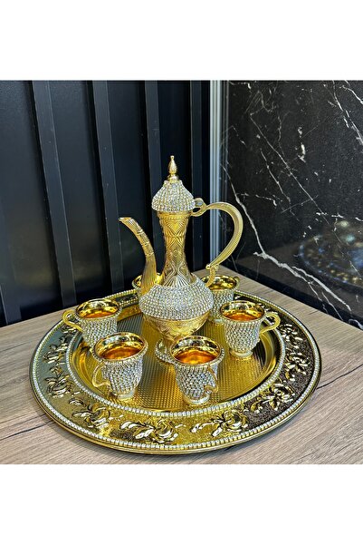 ZEKİ HEDİYELİK 6’lı Zemzem Takımı – Gold Renk, Taşlı - Zemzemlik