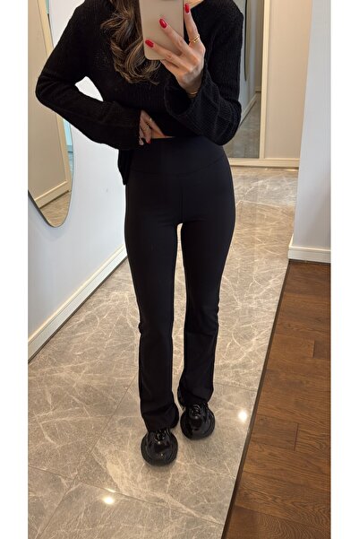 sinemkivanc co Marka Model Siyah İspanyol Paça Tayt