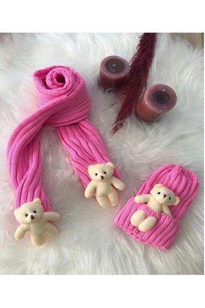 ÖRZİKİDS Set căciulă și eșarfă cu ursuleț