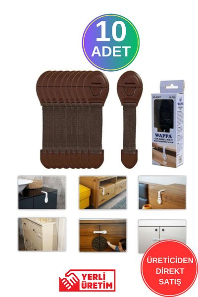 WAPPA Brown Child Baby Drawer And Cabinet Lock Baby Safety Protection Lock 10 Pcs