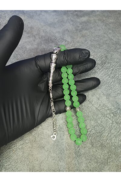 Mos Tespih Πράσινη Φυσική Πέτρα Γυάλινη Ροζάριο