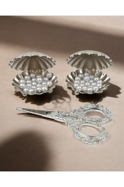 CyzHome Brazza Oyster Pearl Ring and Promise Scissors