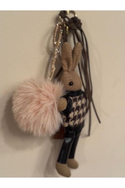 Butik Oita أرنب حقيبة سحر أحسب Pompom سحر سلسلة المفاتيح زخرفة حقيبة التبعي