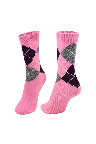 VALENCI ДАМСКИ Вълнени зимни чорапи с ромбовиден мотив, 1 чифт