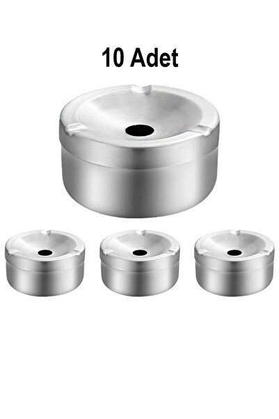 Falconetti 10 Pieces Cafe Restaurant Steel Round Ash Tray with Lid - Cin898By