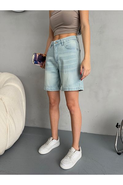 alanora High Waist Women's Denim Bermuda Jeans Shorts - Effect Design