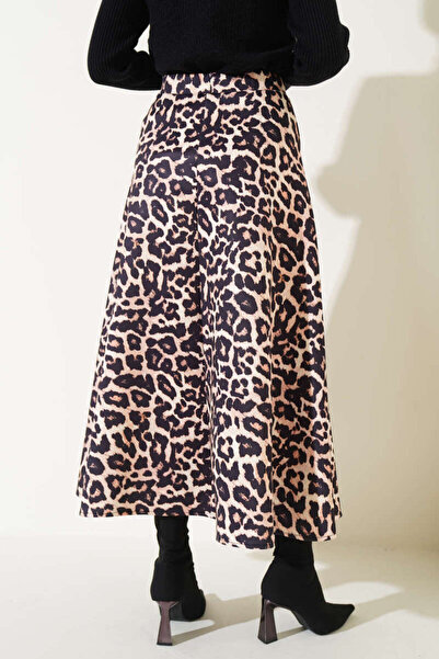 Kirazgym Leopárd mintás krepp hosszú szoknya