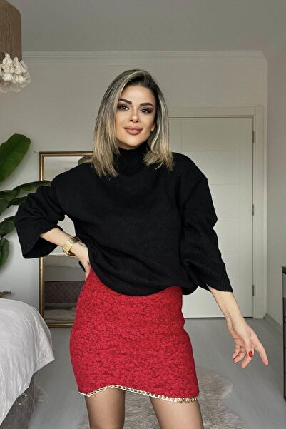 Eswomes Chain Detail Mini Skirt Red