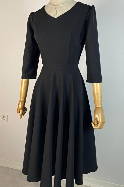 gesmoda G0552 Φόρεμα με λαιμόκοψη V με τσέπη μαύρο