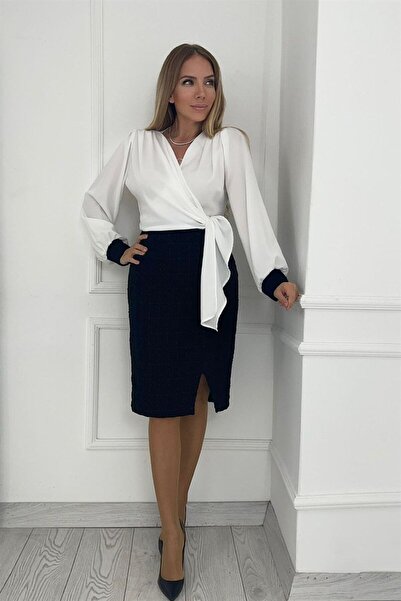 gesmoda G0364 Bağlama Detaylı Tüvit Tasarım Elbise Siyah