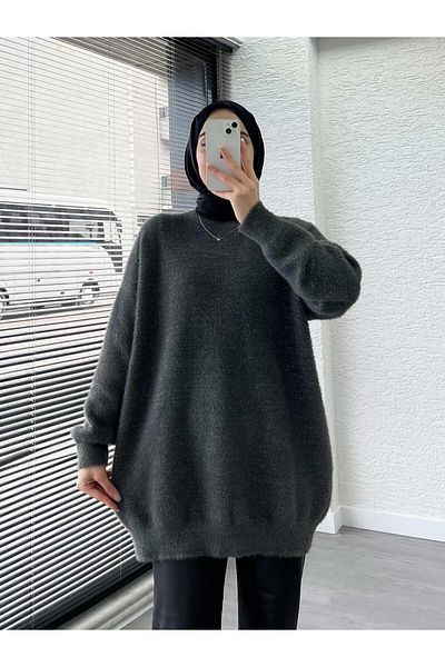 MELEK ARAZ Smoked Bearded Oversized Women's Sweater