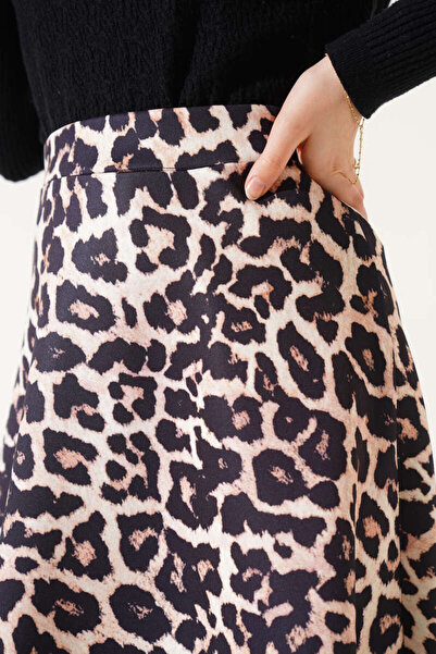 Kirazgym Leopárd mintás krepp hosszú szoknya