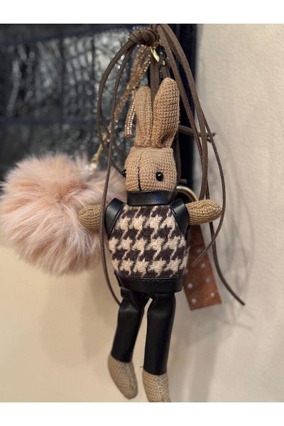 Butik Oita أرنب حقيبة سحر أحسب Pompom سحر سلسلة المفاتيح زخرفة حقيبة التبعي