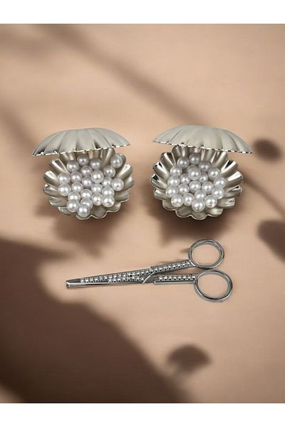 CyzHome Brazza Oyster Pearl Ring and Promise Scissors