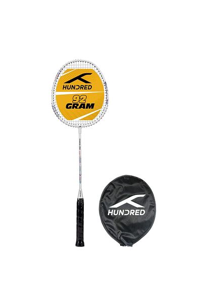 Hundred Powertek 200 Pro Badminton Racquet |white | Aluminium, Strung, 95g, G5 Grip,tension 18-20lbs