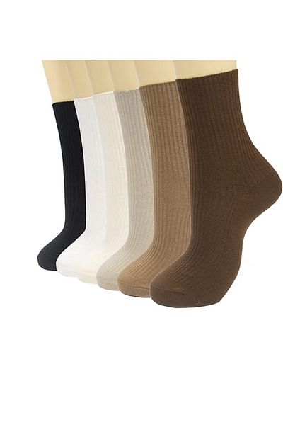 FUBA Aksesuar 4 Pairs Women's Multicolor Comfortable Ribbed Elastic Socks